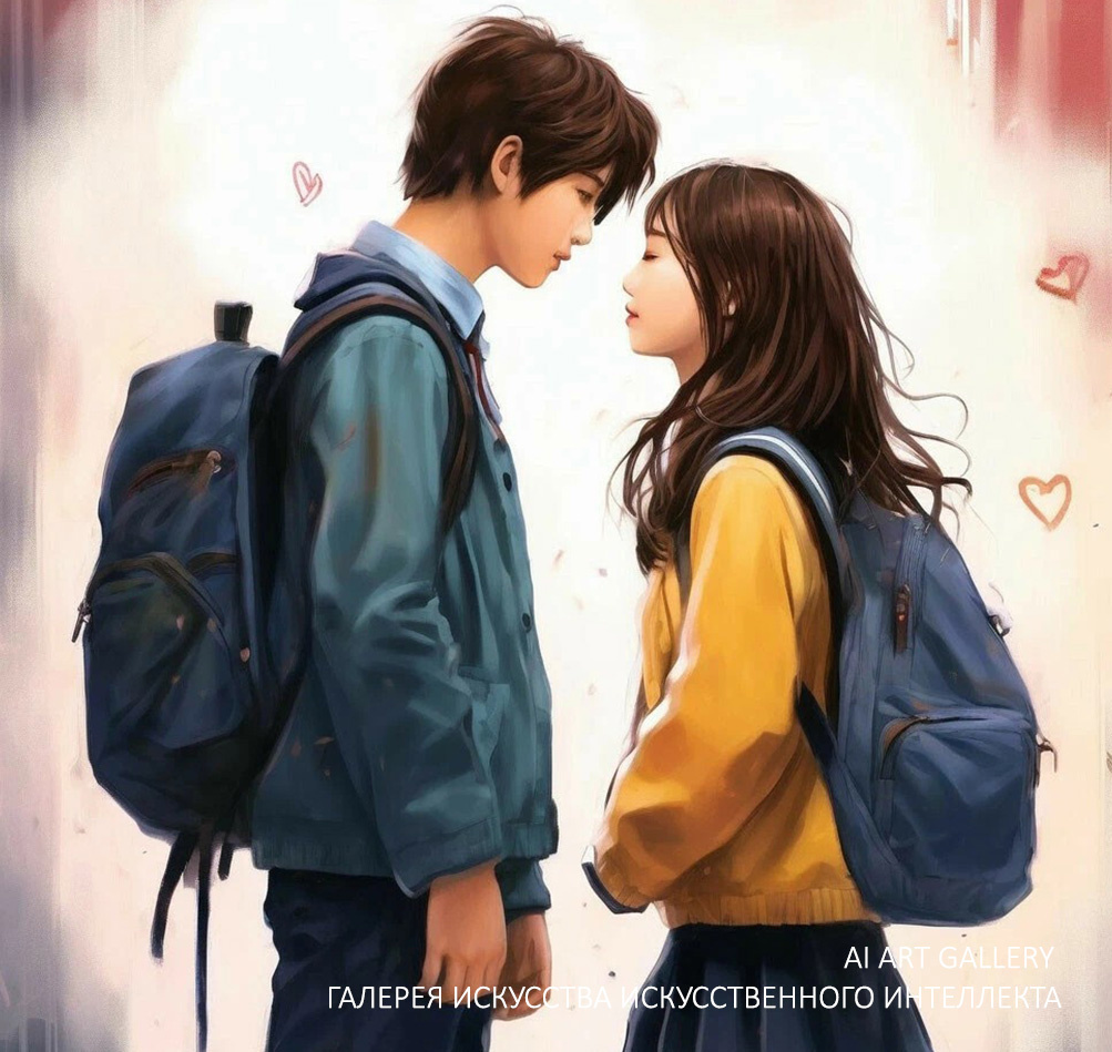 Первая любовь глазами ИИ. Фотография автора канала AI Art Gallery / Галерея искусства искусственного интеллекта, 2024 г.