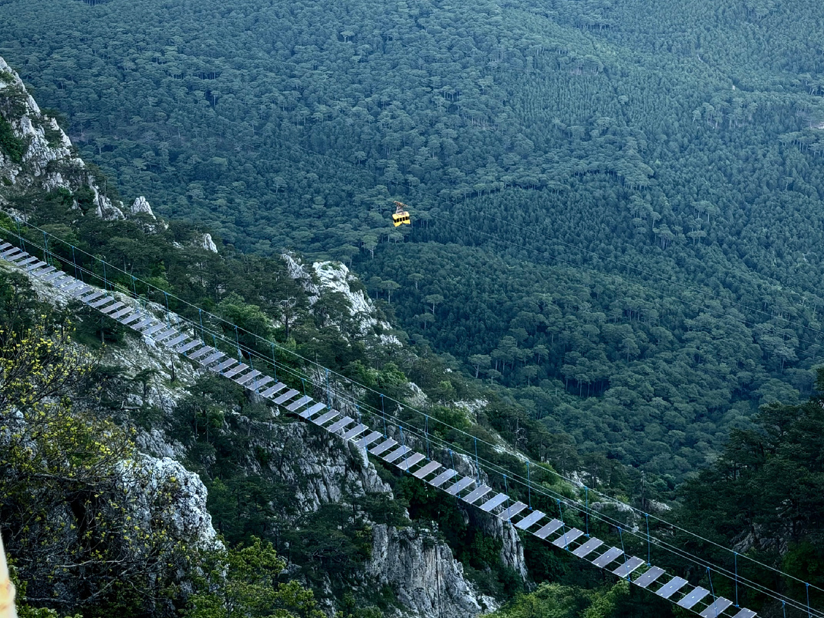 Вид на канатную дорогу с вершины