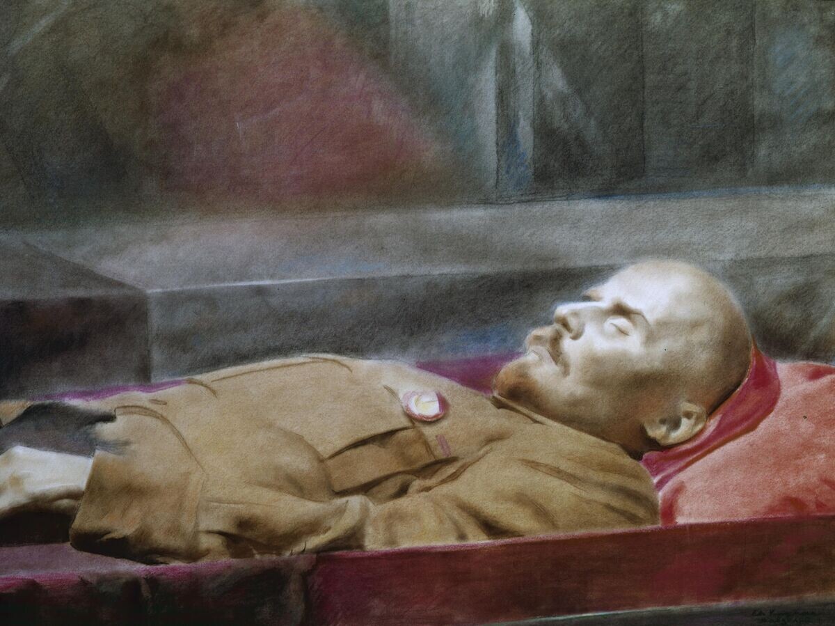   Репродукция картины "Ленин в Мавзолее" художника Евгения Александровича Кацмана. Пастель, бумага. 1931 год. Оригинал находится в Музее В.И.Ленина.© РИА Новости / С. Коган