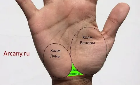 Зона над верхним браслетом (холм Нептуна) обозначен зеленым. arcany.ru