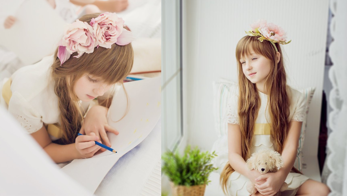 Цветы из шелка в украшениях для девочек - дизайнер Полина Кузнецова