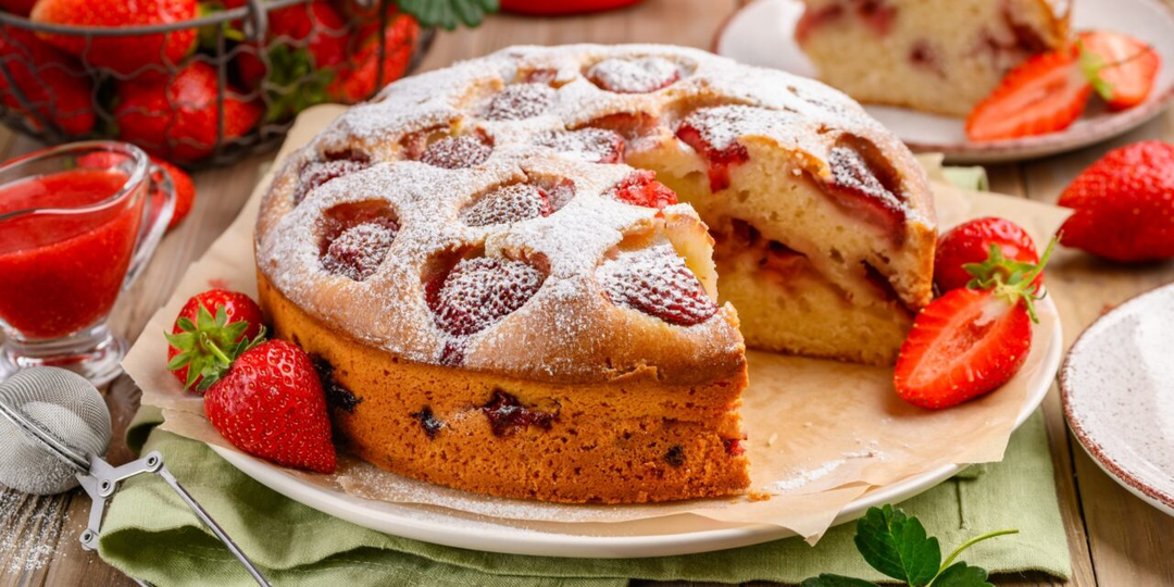 Шарлотка с клубникой