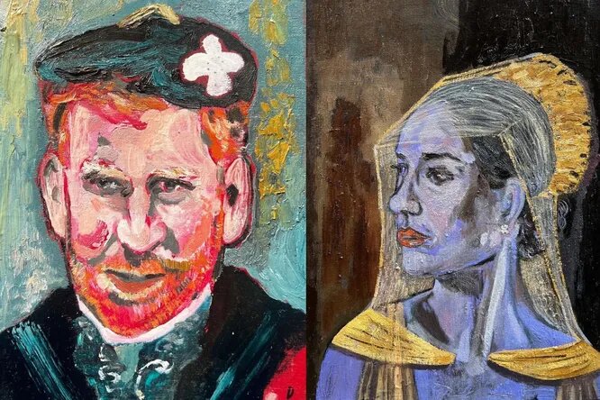 Портрет принца Гарри и его супруги, Меган Маркл. Дэна Лливелина Холла