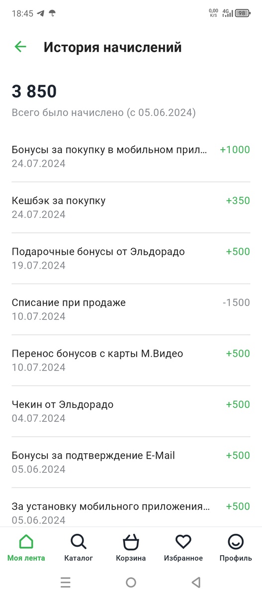 Посмотрите, как набрать бонусы в Эльдорадо - установить моб.приложение, подтвердить почту, сделать тоже самое с М.Видео и перенести бонусы.