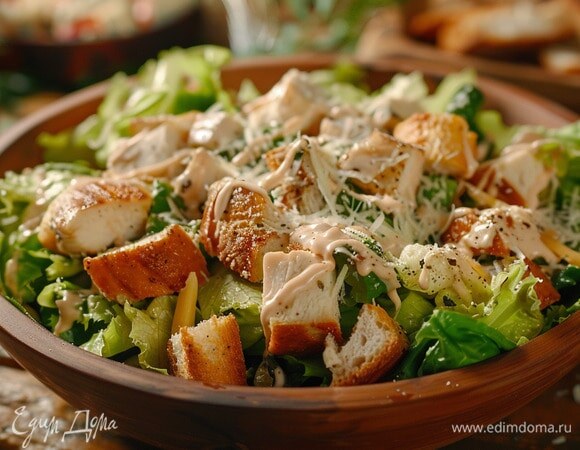 Классический салат «Цезарь» с курицей
