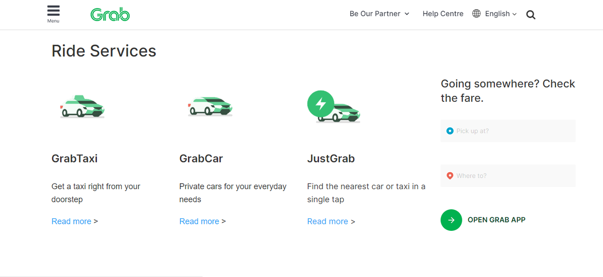 Сервис Grab - такси, доставка продуктов и посылок.