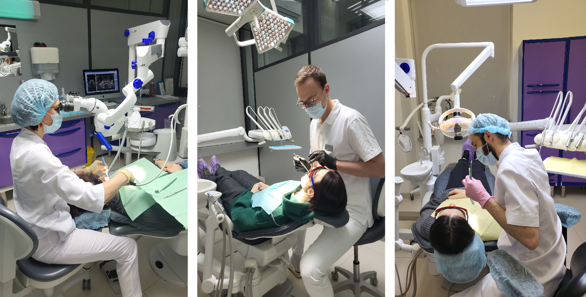 Врачи-стоматологи клиники "Авантис" за работой.