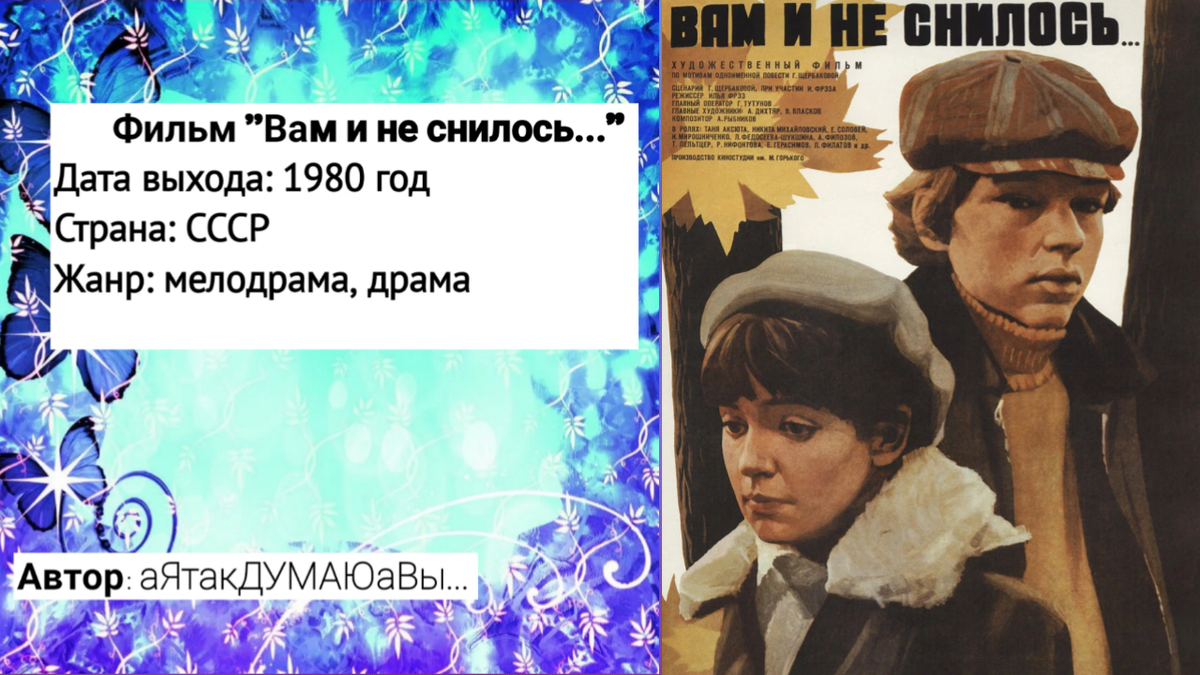 Коллаж создан автором этой статьи. В нем использован постер фильма "Вам и не снилось" 1980 года. Источник: https://www.kinopoisk.ru/picture/427380/