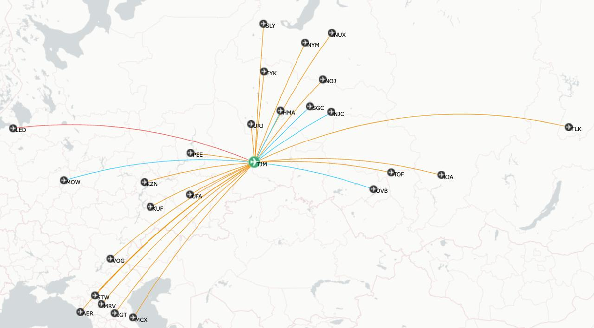 Перелеты по России из Тюмени