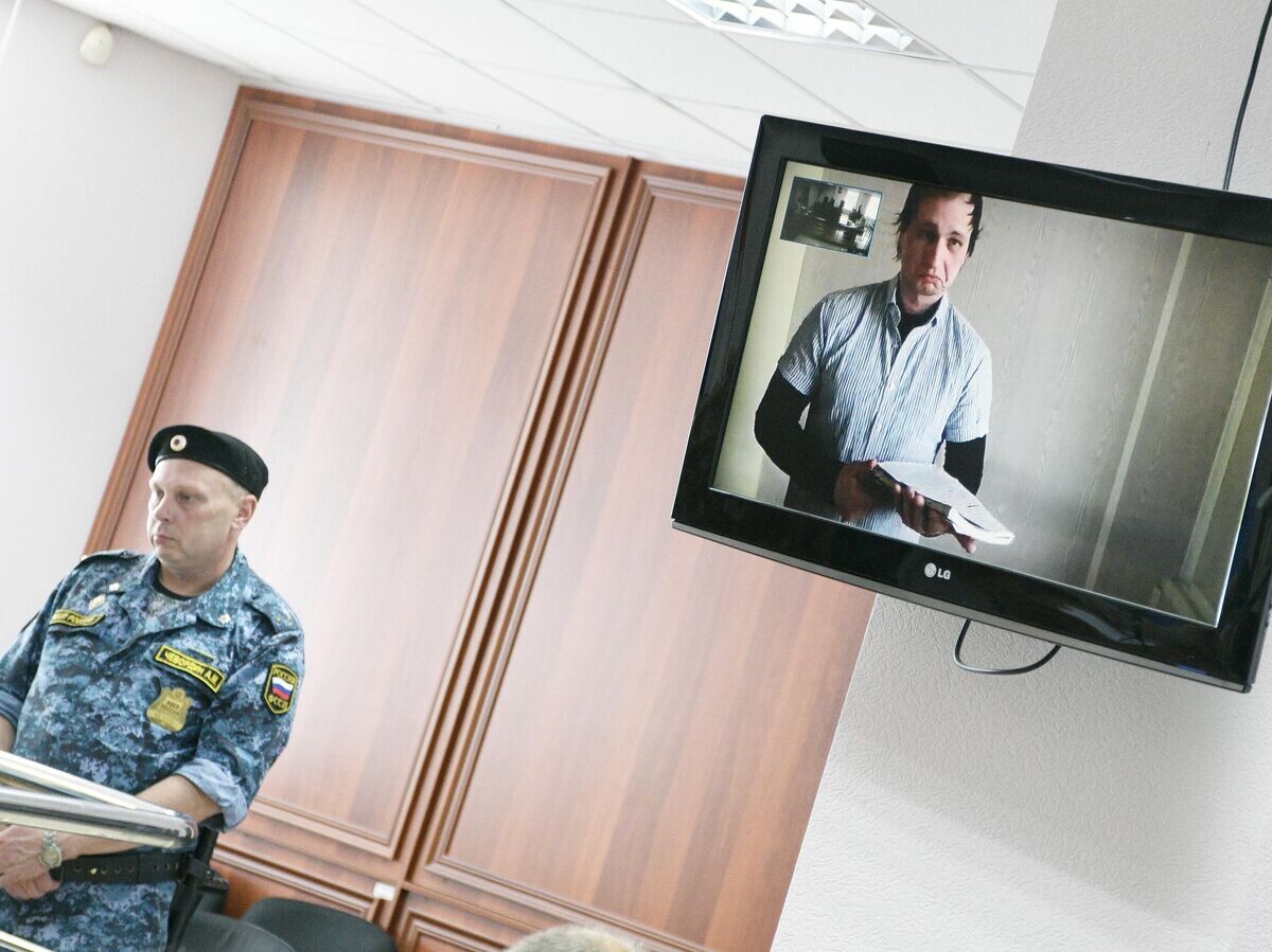   Гражданин США Роберт Гилман во время рассмотрения апелляционной жалобы в режиме видеоконференции© РИА Новости / Андрей Архипов