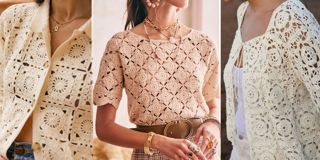 Ажурный мотив и бабушкин квадрат. Шикарные изделия, связанные мотивами
