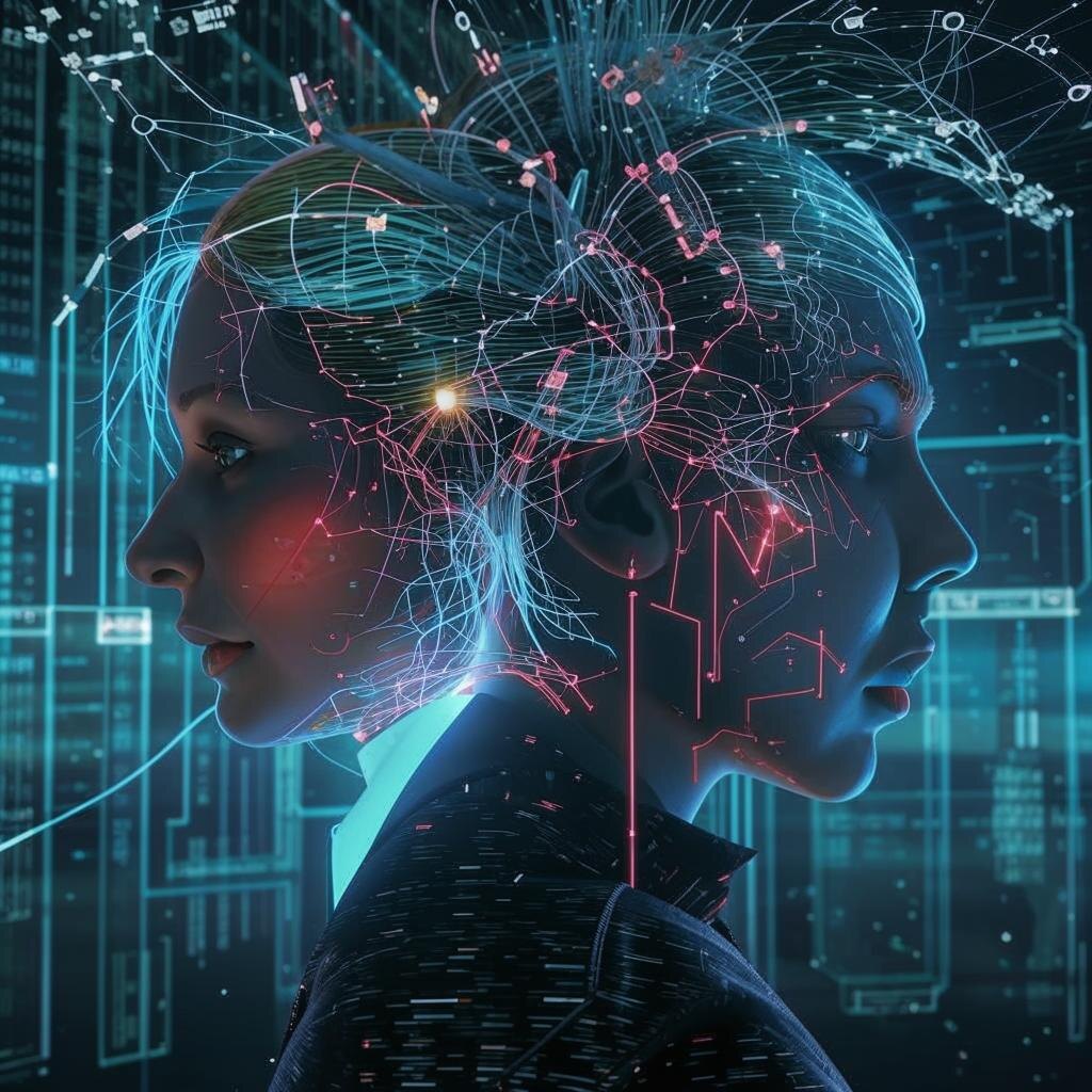 Эту картинку нарисовала нейросеть о том, как Gemini пытается выполнить запрос на выдачу ТОП-10 фильмов с закрученным сюжетом