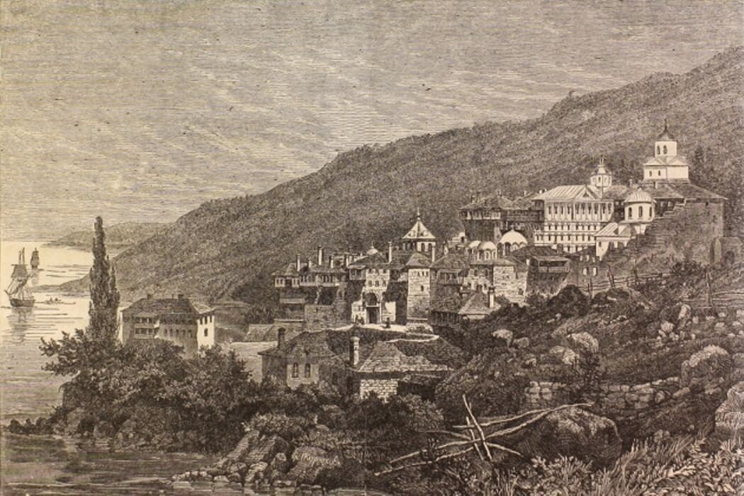 Гора Афон. Гравюра конца XIX века