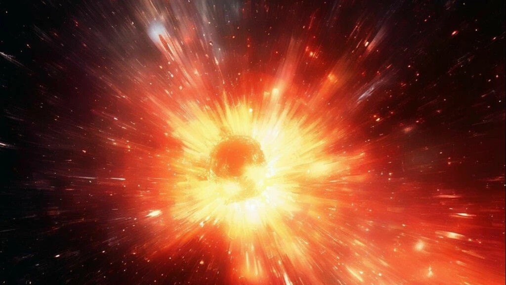 Огненный шар в Космосе художественное изображение.