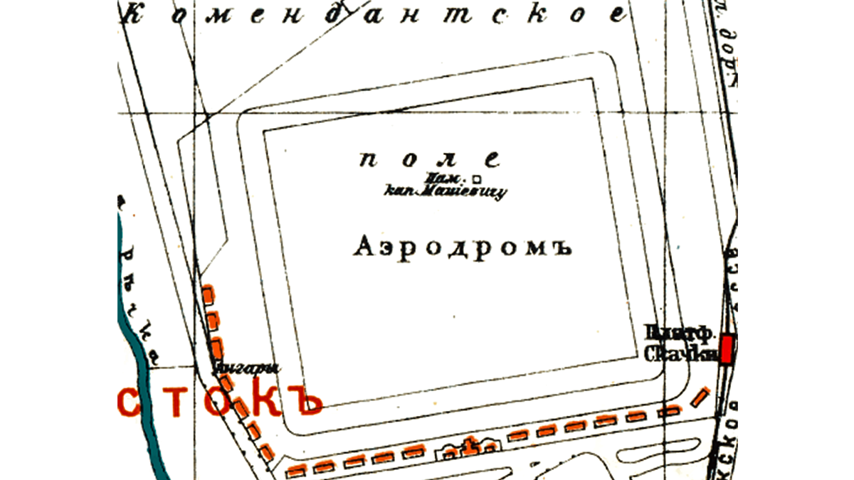 Комендантское поле и аэродром на карте Петрограда 1917 года