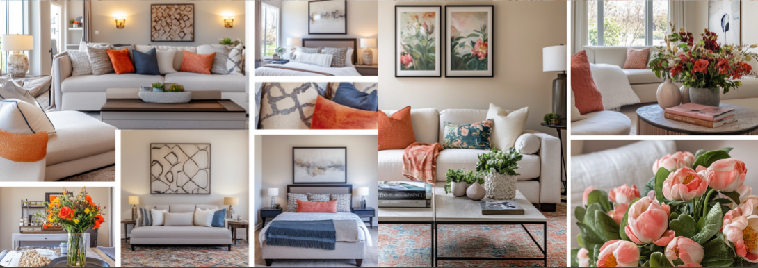 Коллаж с подборкой "комплектующих" для красивого интерьера