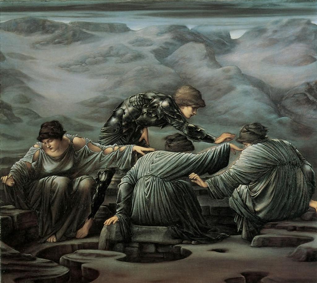 Эдвард Бёрн-Джонс. Персей и Грайи, 1892. Художественный музей в Штутгарте, Германия.