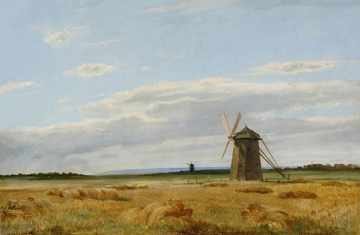 "Мельница в поле", 1861 Холст, масло. 37 x 56 см. Шишкин Иван Иванович