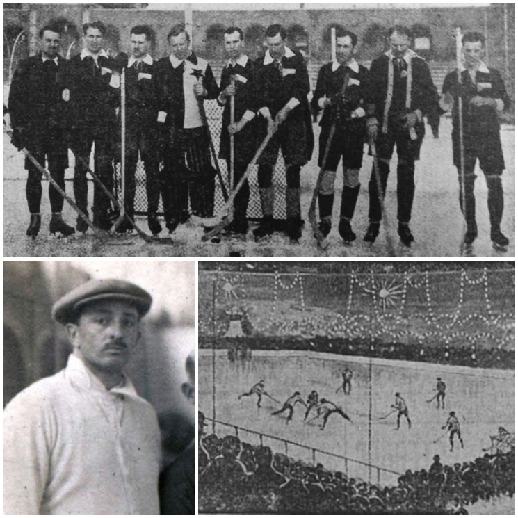Вверху: сборная Чехословакии – участница чемпионата Европы 1921 года. Внизу слева: «отец-основатель» сборной Швеции и арбитр матча Швеция – Чехословакия Рауль Ле Мат. Внизу справа: эпизод матча Швеция – Чехословакия на ЧЕ-1921. Коллаж автора. Фото взяты из открытого источника Яндекс.Картинки