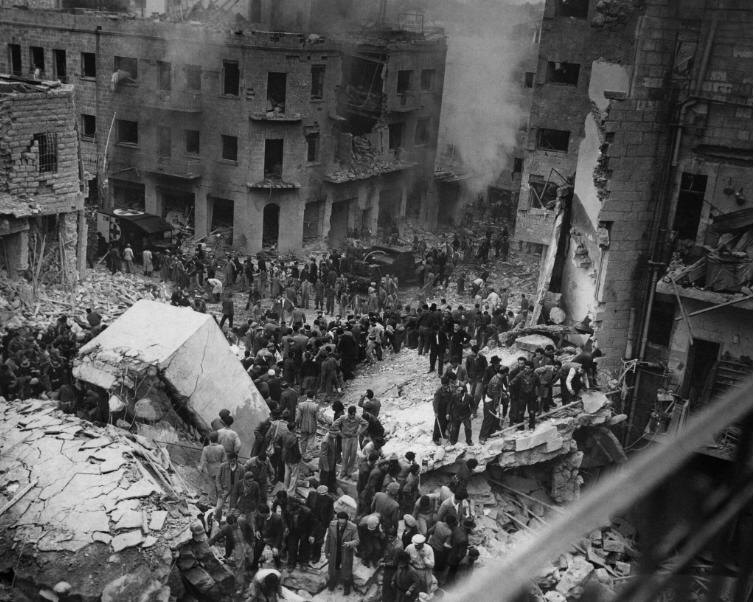 Разрушение Тель-Авива египетскими бомбами в мае 1948 года