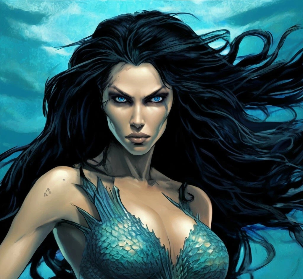 Русалка, в стиле мрачный комикс