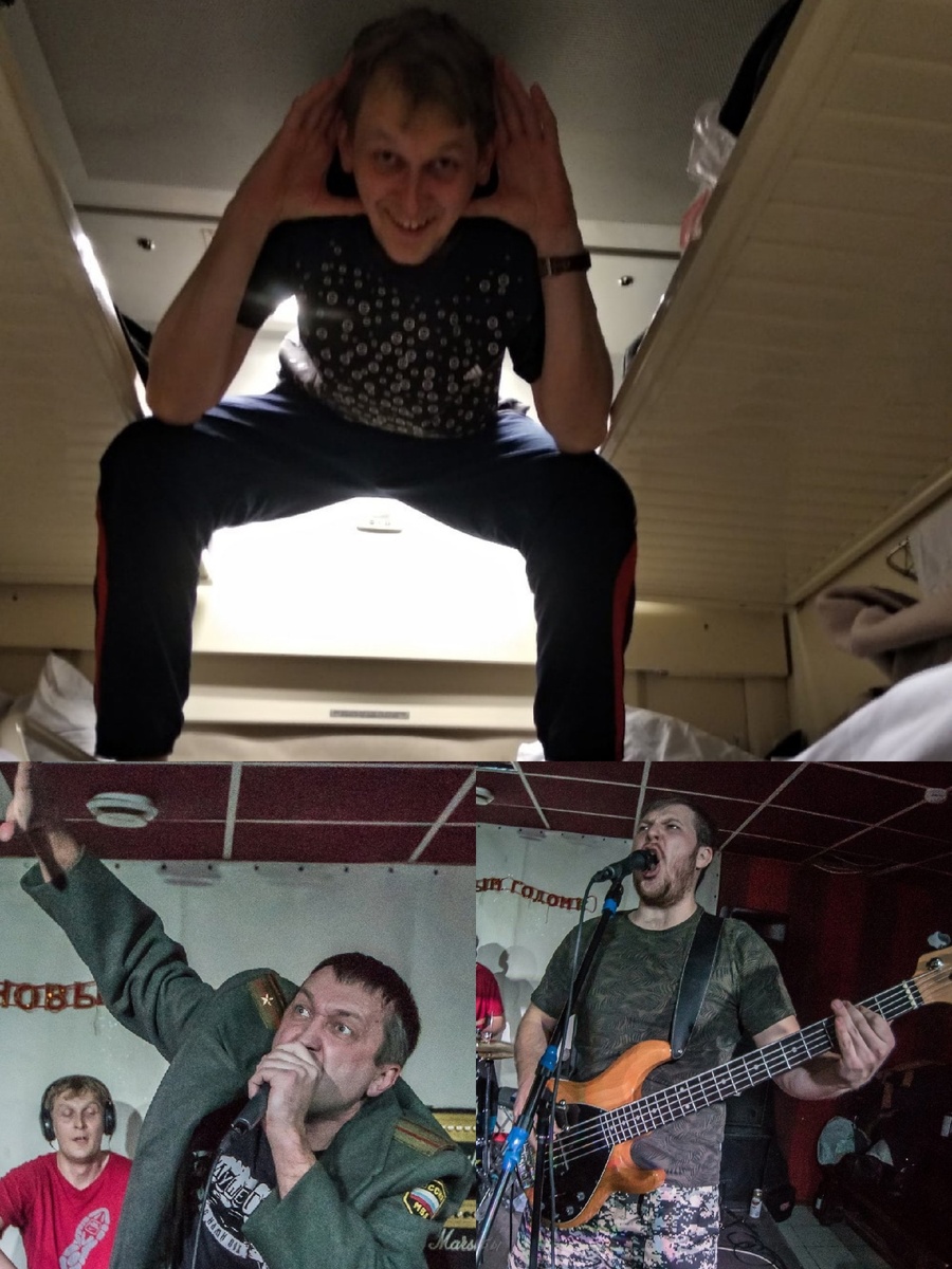 Томская панк-группа ДУШЕГУБЫ. Сверху: Егор Самойлов (Ерëма) – ударные, слева: Денис Иголкин (Булыч) – бас, вокал, справа: Александр Логвинов  (Санчес) – гитара 