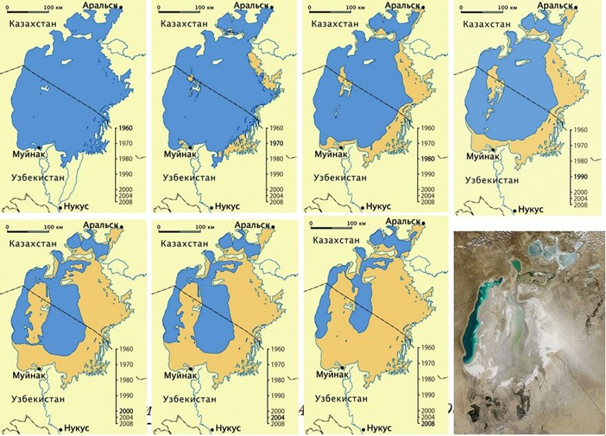 Изменение Аральского Моря Пикабу