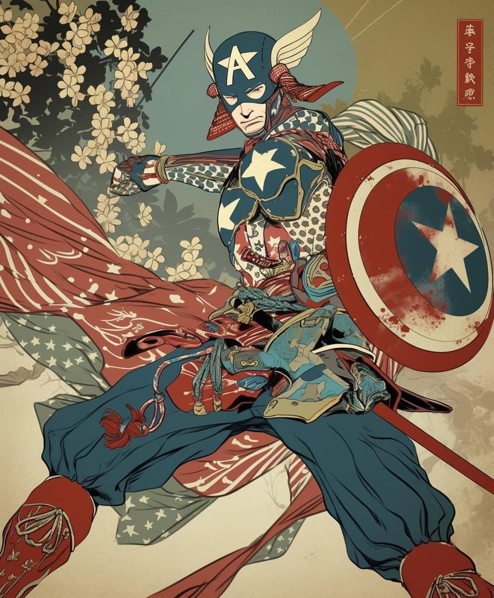    Нейросеть отправила супергероев Marvel в картины средневековой Японии
