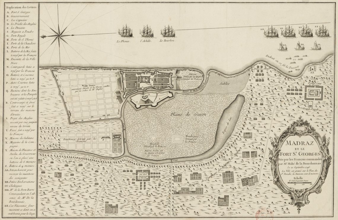 План форта Сент-Джордж, составленный во время французской оккупации 1746—1749 годов Источник фото: wiki