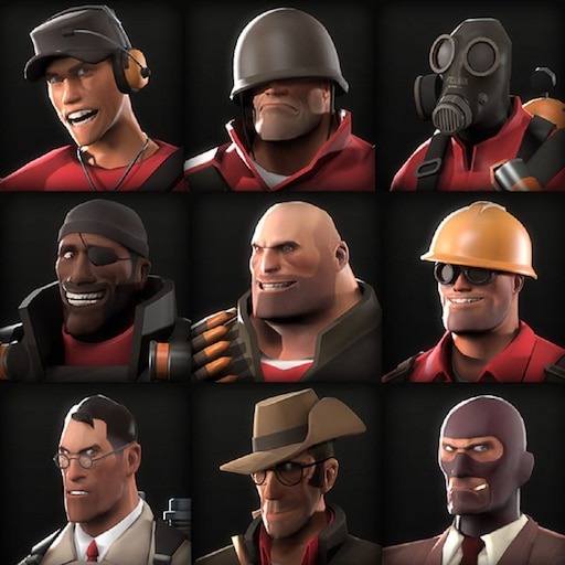 персонажи тф2 вот источник: https://wiki.teamfortress.com/wiki/Classes/ru#/media/File:Team_Fortress_2_Group_Photo.jpg