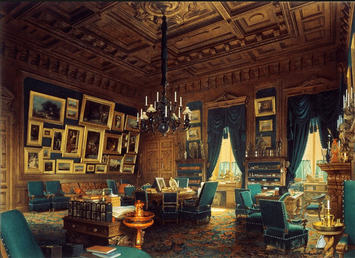 Кабинет цесаревича Александра Александровича, акварель 1870 года.