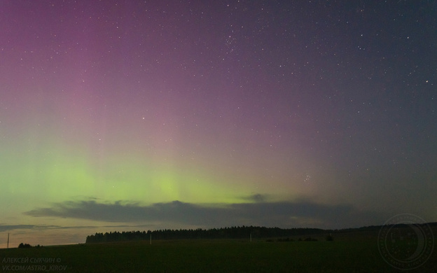    Жители Кировской области запечатлели северное сияние