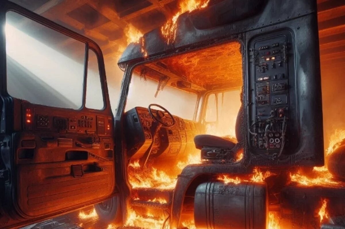    В Хабаровске пожар в кабине грузовика и взрыв: водитель в больнице