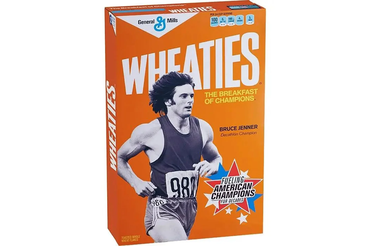 "Голодные игры: Олимпийской легенде Брюсу Дженнеру (ныне известному как Кейтлин Дженнер) заплатили 1 миллион долларов за то, чтобы он появился на коробке с пшеничными хлопьями в 1977 году. “Безусловно, из всего, что я делала за свою карьеру, General Mills оказала наибольшее влияние", - говорит она сегодня. (Фото Splash News·Newscom)