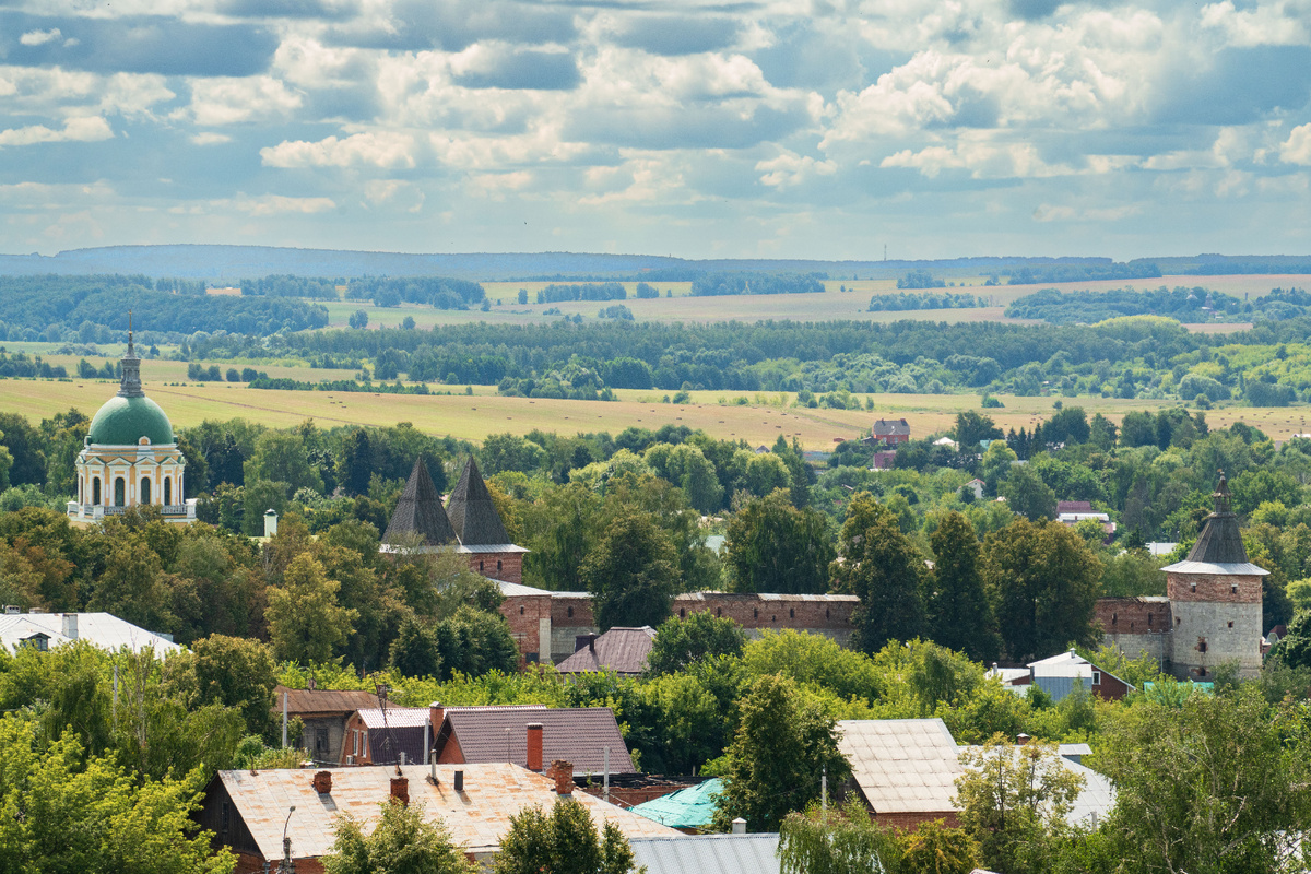 вид на зарайский кремль с водонопорной башни