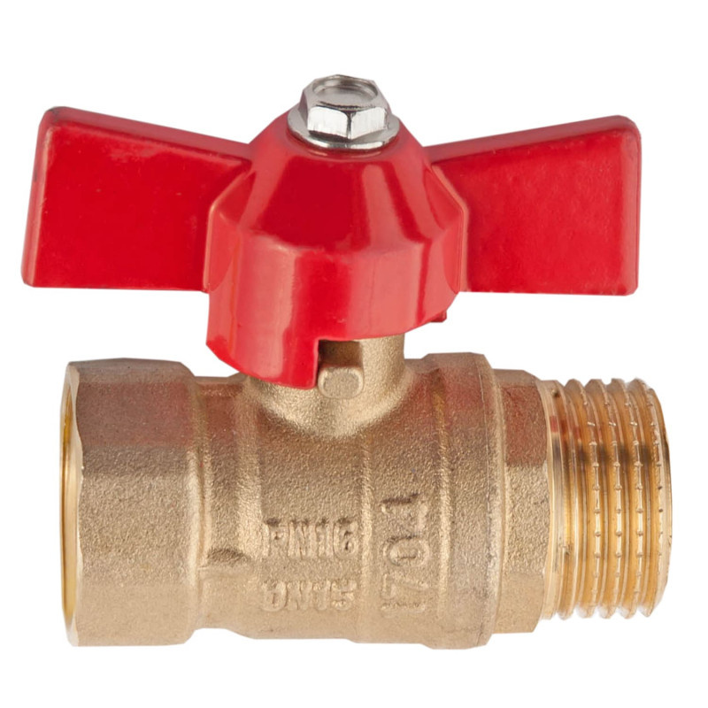 Латунный шаровой кран для воды VALFEX OPTIMA 1/2" ВР/ВР ручка-бабочка 11Б27фт1М VF.217.L0B1.012.Bir предназначен для использования в качестве запорной арматуры в составе водопроводов хозяйственно-питьевого назначения. 
Подходит для температуры транспортируемых сред от -20 до +150 °C.

Изделие изготовлено из латуни ЛС59-1 методом горяче-объемной штамповки.

Средний полный срок службы данной арматуры составляет 30 лет.

Материал ручки: алюминий марки АК9М2 с покрытием эпоксиполиэфирной порошковой композицией красного цвета
Материал уплотнений шара и штока: фторопласт (PTFE)
Класс герметичности затвора: А
Ремонтопригоден