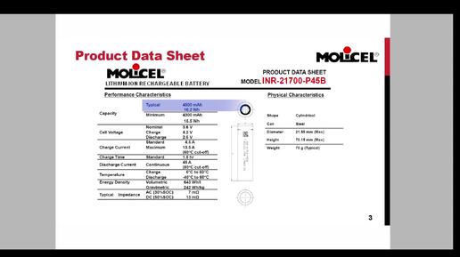 Molicel P45B A0 us A3 обзор тесты даташит