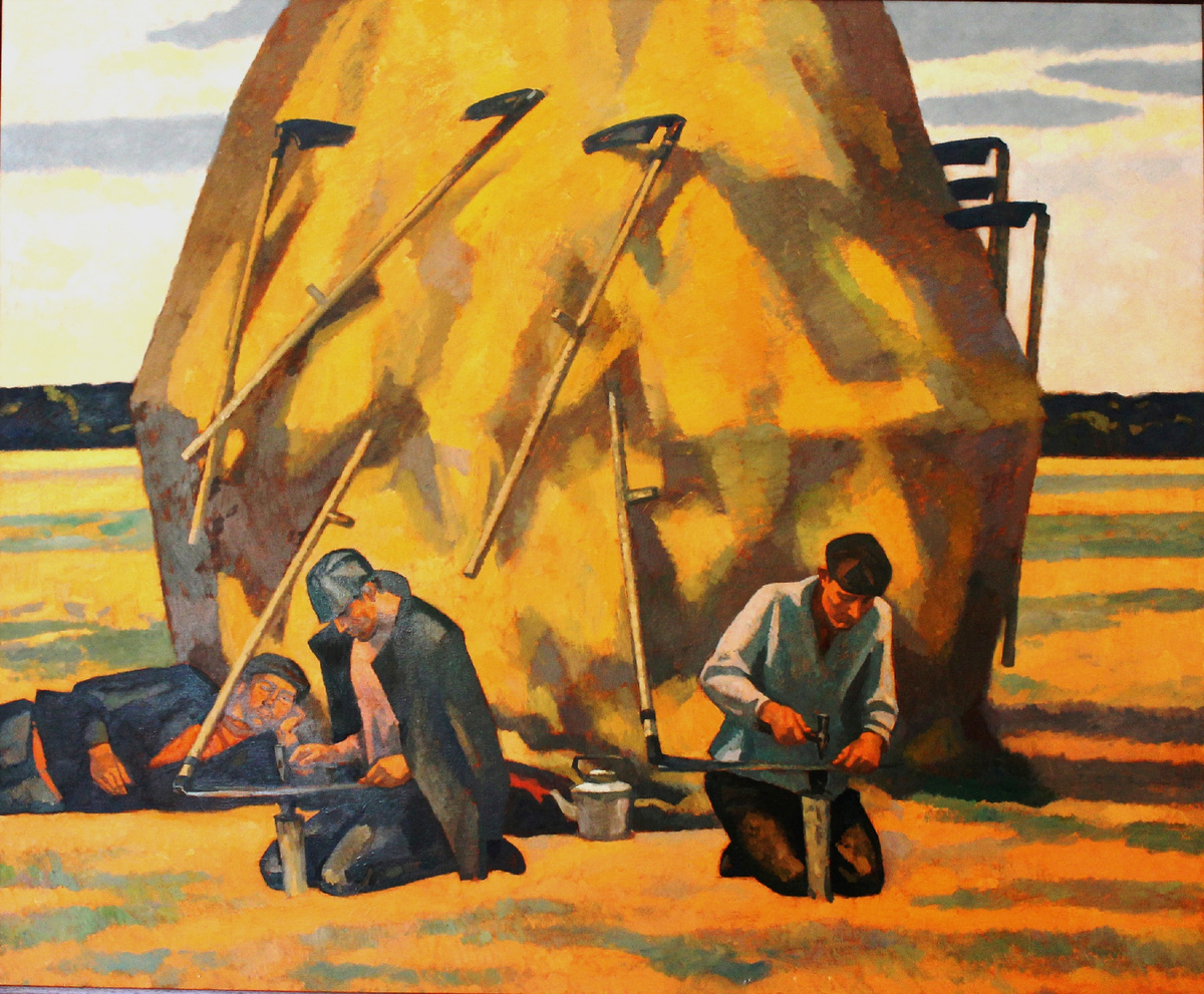 В.Иванов. Косцы. 2013, холст, масло. Картина находится в коллекции Музея Актуального Реализма