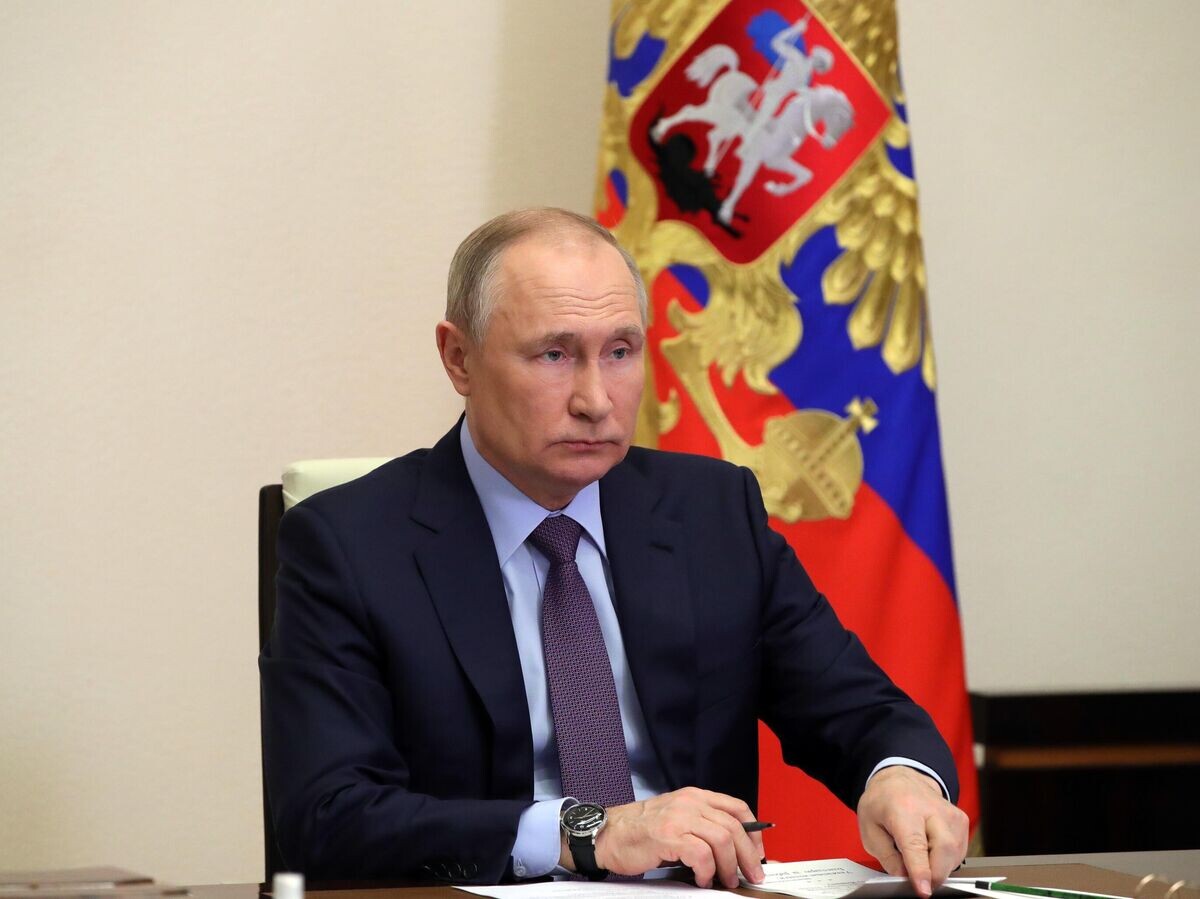    Президент России Владимир Путин проводит в режиме видеоконференции совещание о текущей ситуации в нефтегазовом секторе© РИА Новости / Михаил Климентьев