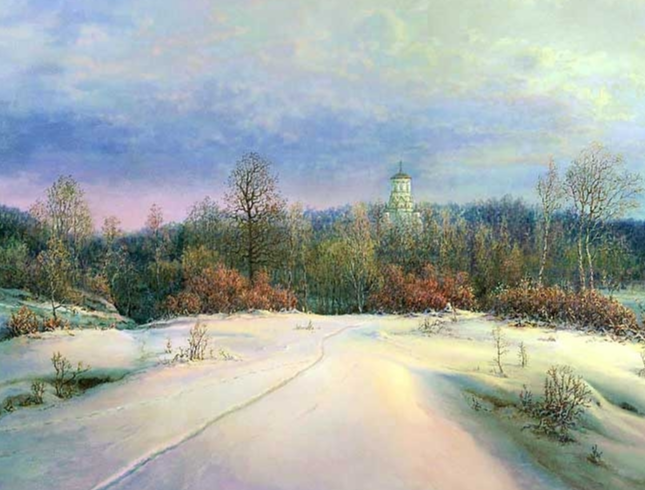 Загадочное Коломенское. Краски декабря.   масло 40см x 60см 2012 г.