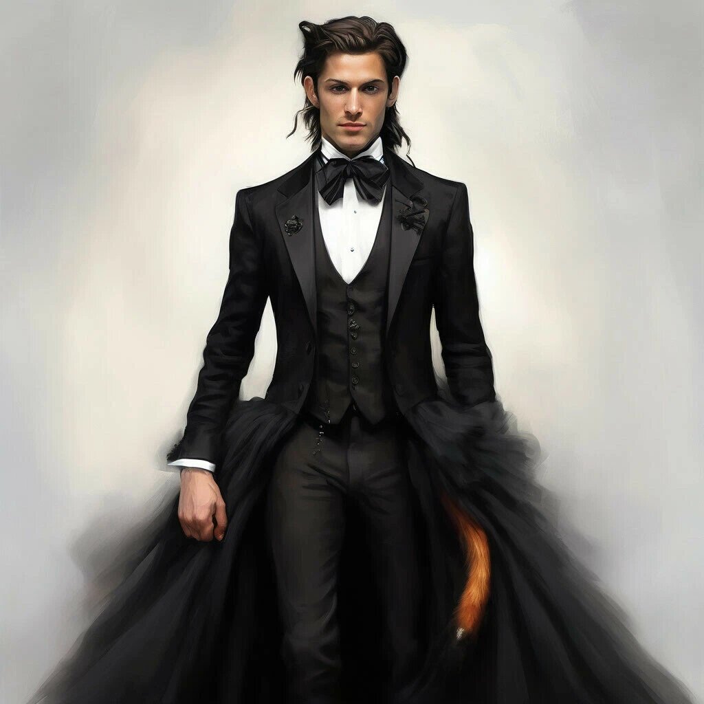 Себастьян с хвостом, в платье)