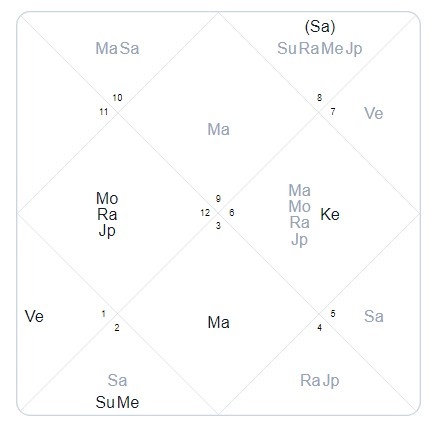 Натальная карта Новака Джоковича, построенная в программе AstroExpert. Черным цветом выделены планеты в домах, серым – аспекты планет.