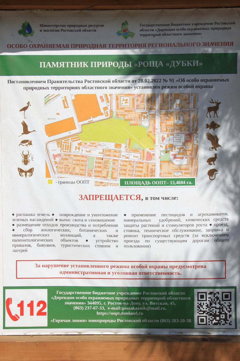 Информационный стенд о памятнике природы Роща "Дубки"