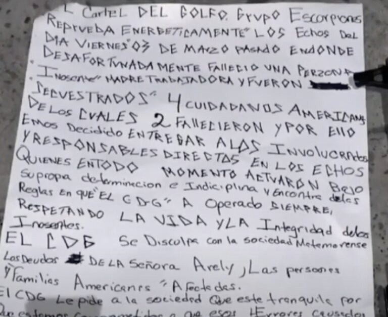 Письмо с извинениями за убийство американцев