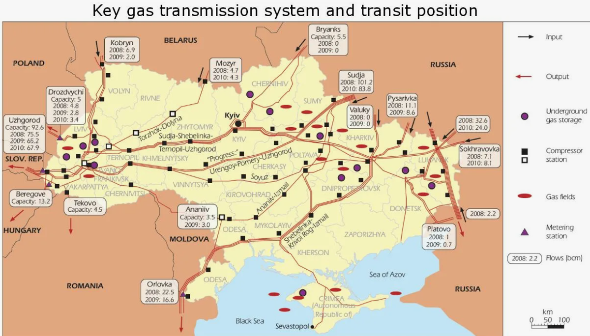 карта газопроводов на 2010 год