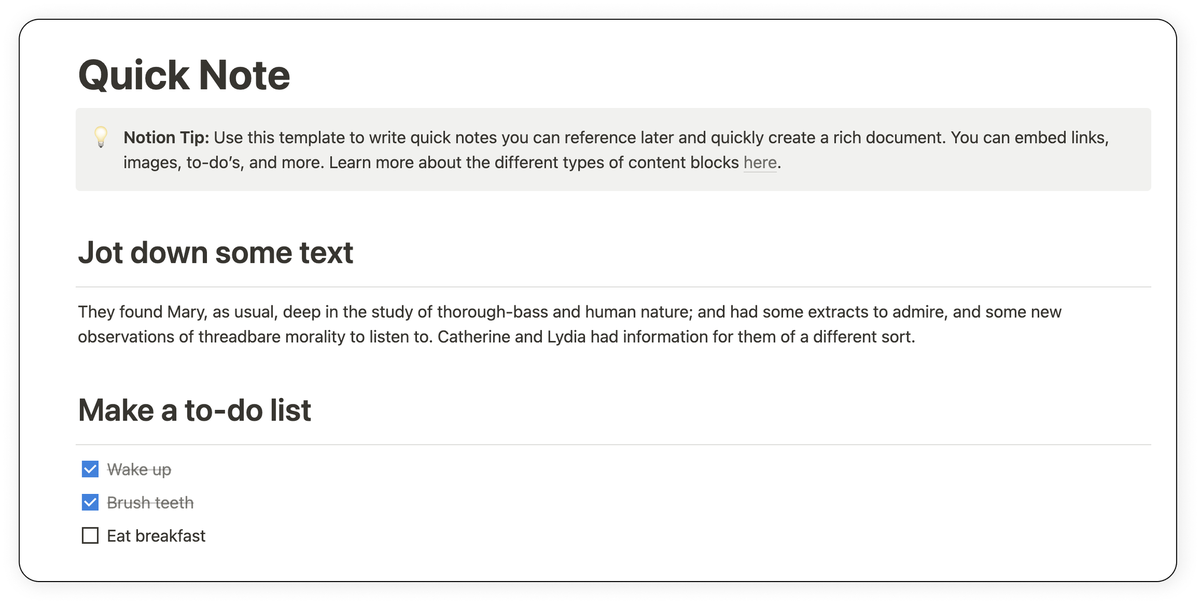 Варианты отображения блоков в Notion