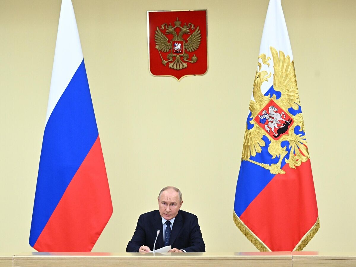    Президент России Владимир Путин проводит совещание с членами правительства© РИА Новости / Сергей Бобылев