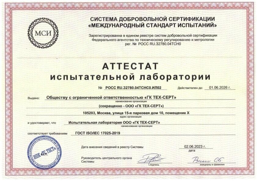 Аттестат аккредитации