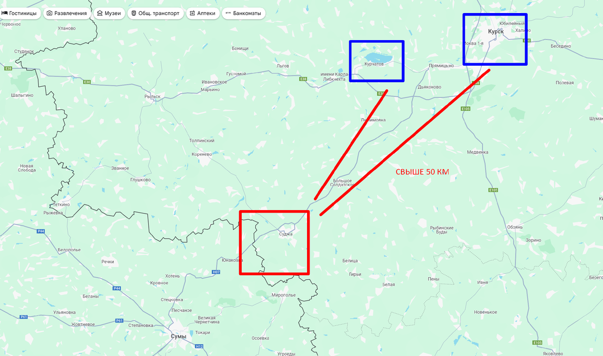 Ближайщий стратегический объект в Курчатове - АЭС - более, чем за 50 км от линии соприкосновения.