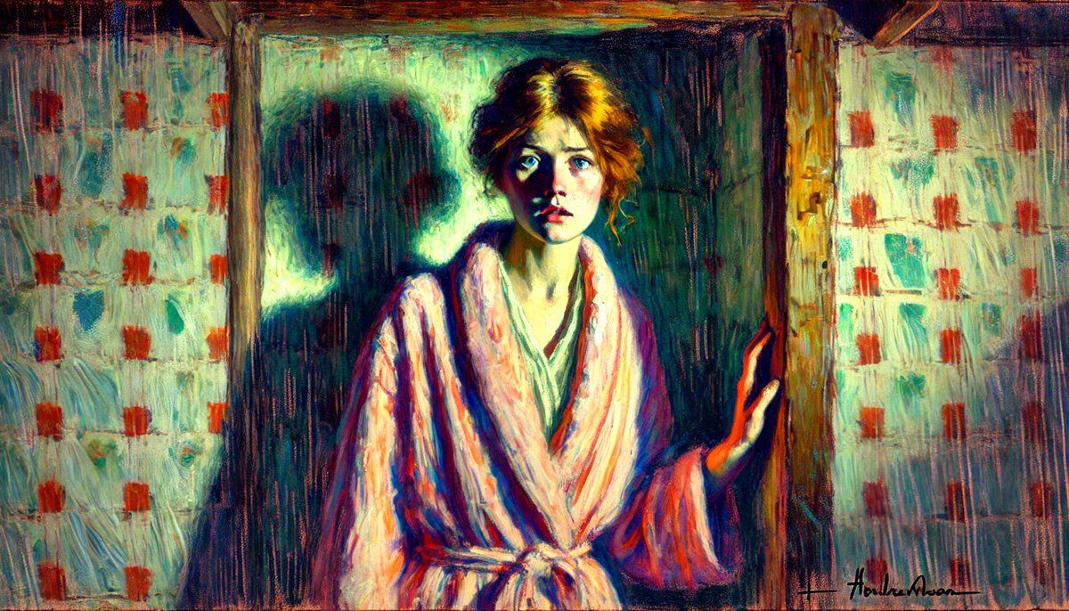 Она крадётся на цыпочках по коридору, словно призрак, боясь скрипнуть половицей